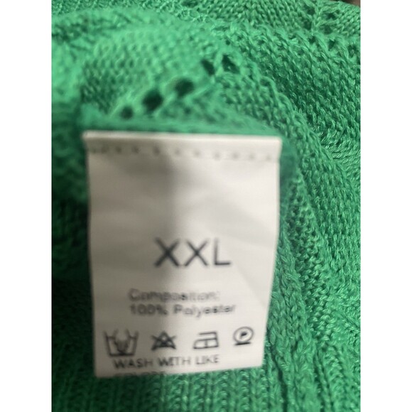 Plus Size 2X Green Knit Crochet Tank Top Sleeveless Layering Piece Boho - Picture 5 of 9